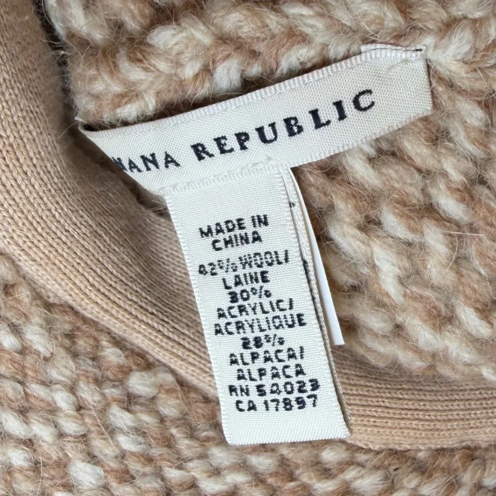 Banana Republic Wool Alpaca Chunky Knit Newsboy Cap Tan Cream‎
